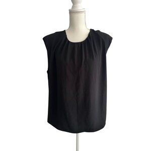 H&M Black Ruched Crewneck Tank Top Size Large